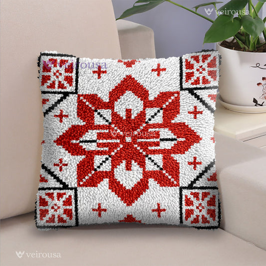 Nordic Christmas Snowflake - Latch Hook Pillow Kit