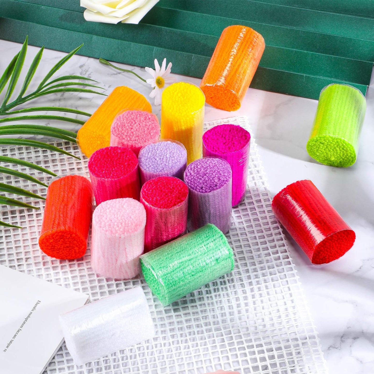 30 Pcs 15 Colors 4-Ply Latch Hook Pre-cut Yarn for DIY Craft Projects