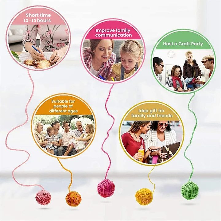 Happy Mother's Day Latch Hook Pillow Kit for Adult, Beginner and Kid