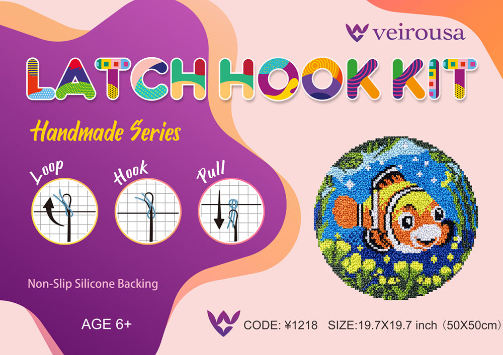 The Clownfish's Aquatic Dance Latch Hook Rug Kit for Adult, Beginner and Kid