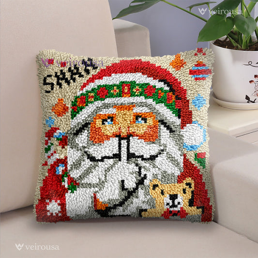 Hush! Santa with Bear - Pillowcase Latch Hook Kit