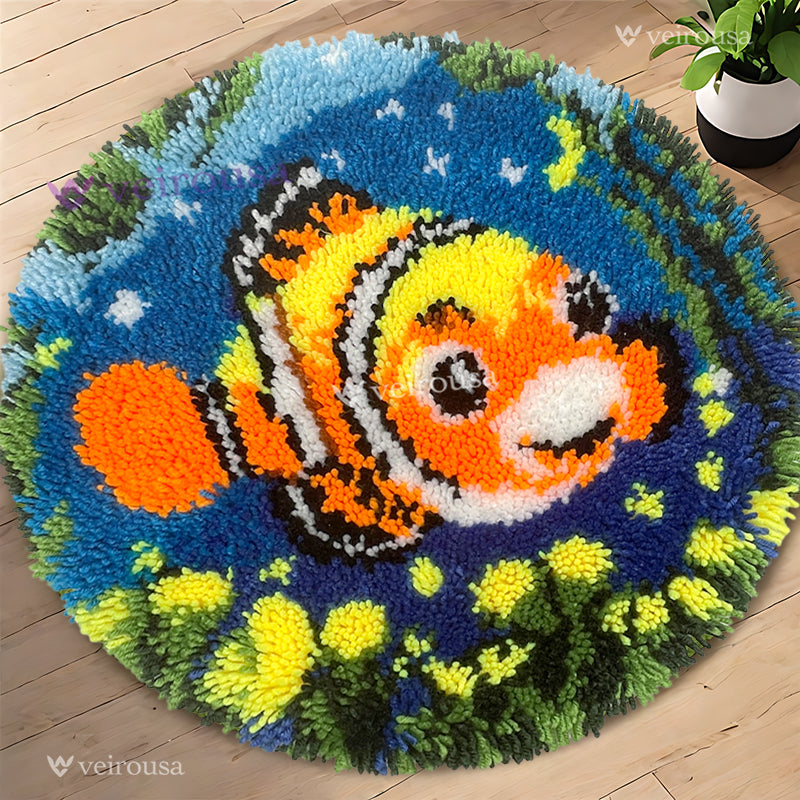 The Clownfish's Aquatic Dance Latch Hook Rug Kit for Adult, Beginner and Kid