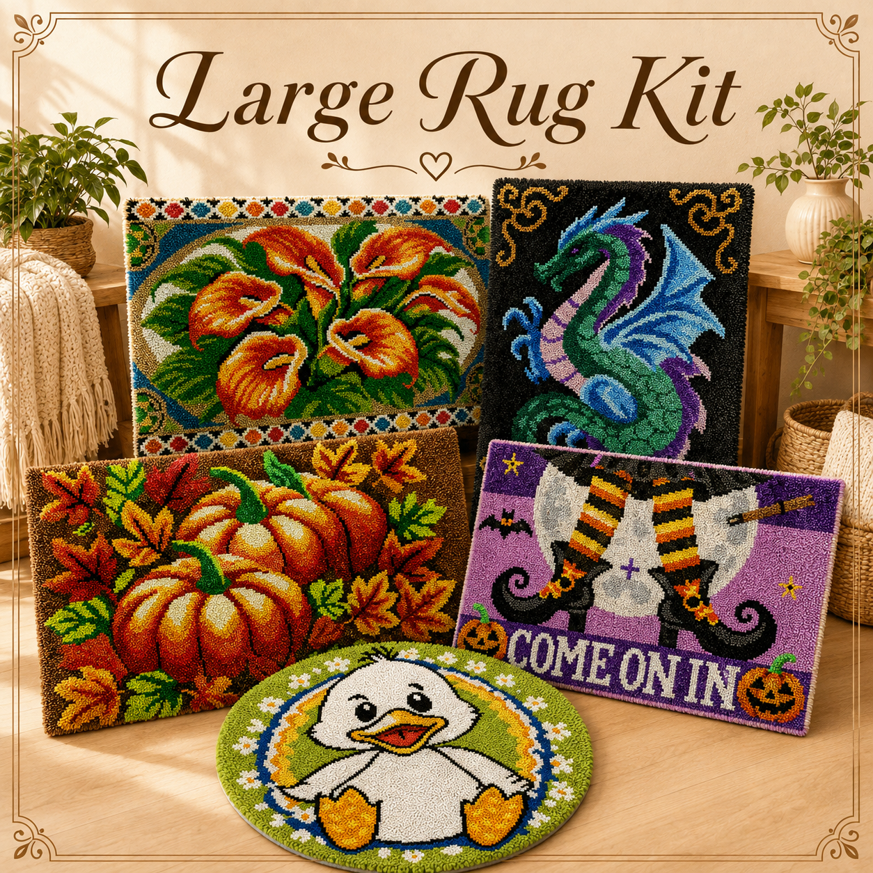 Large Rug Making Kits Large Size Latch Hook Rug Kits – Big DIY Rugs & Wall Art | Veirousa