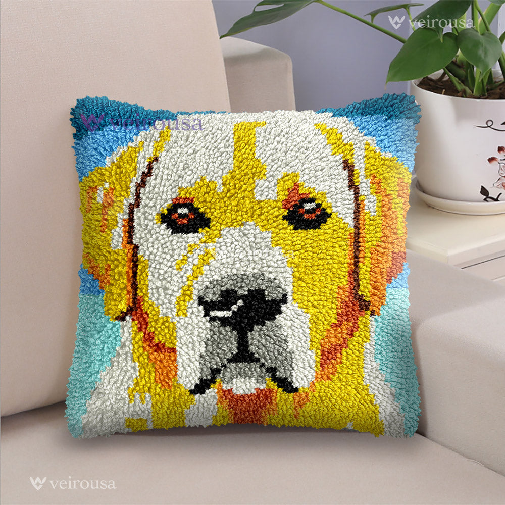 Labrador Retriever Pillowcase Latch Hook Kit for Adult, Beginner and Kid