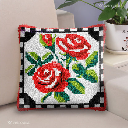 Red Roses Latch Hook Pillow Kit