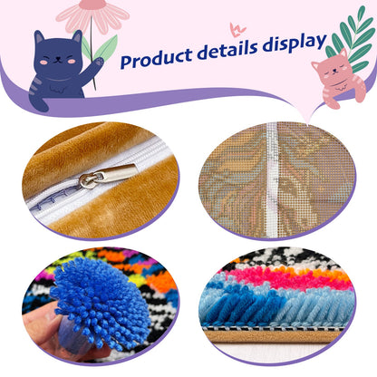 Black Leopard Print Latch Hook Pillow Kit