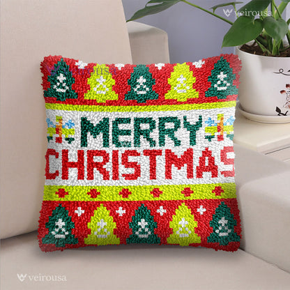 Merry Christmas Latch Hook Pillow Kit