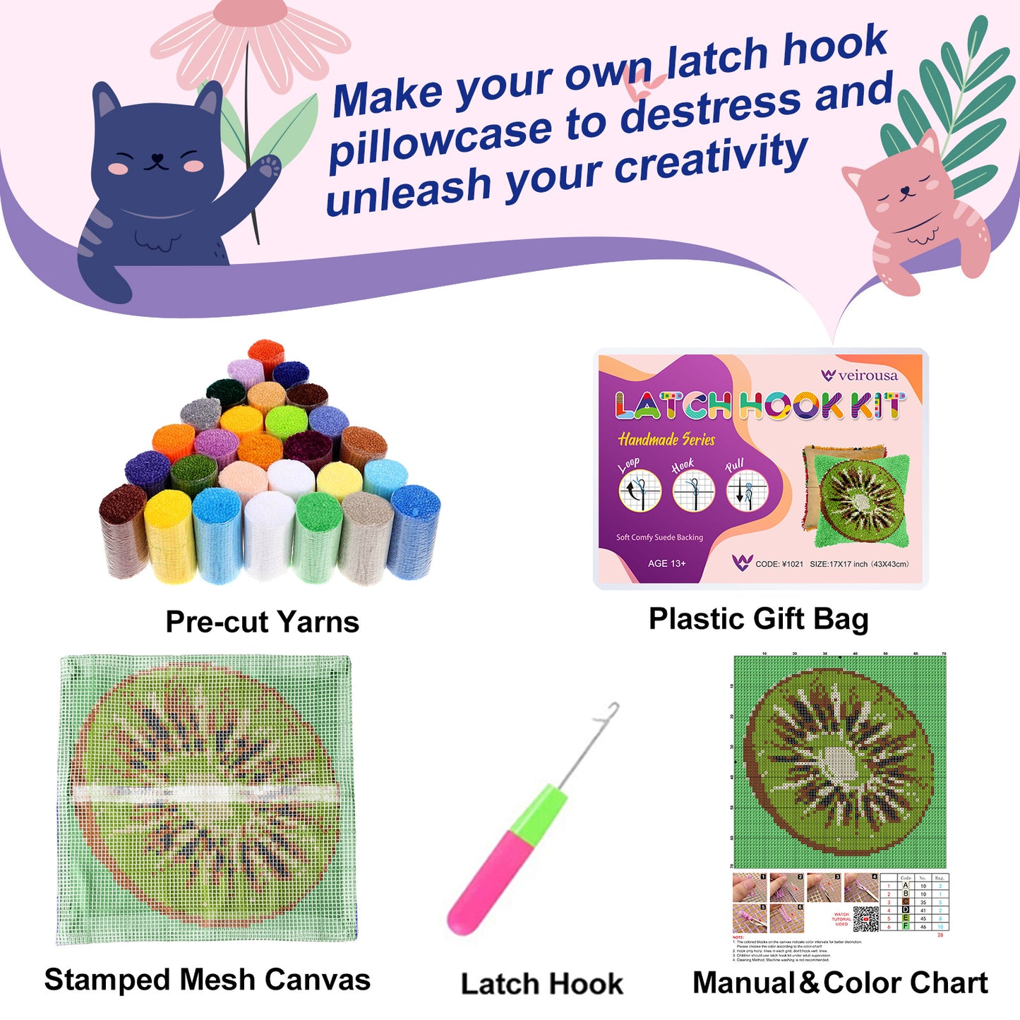 Fruit Design Latch Hook Pillow Kit