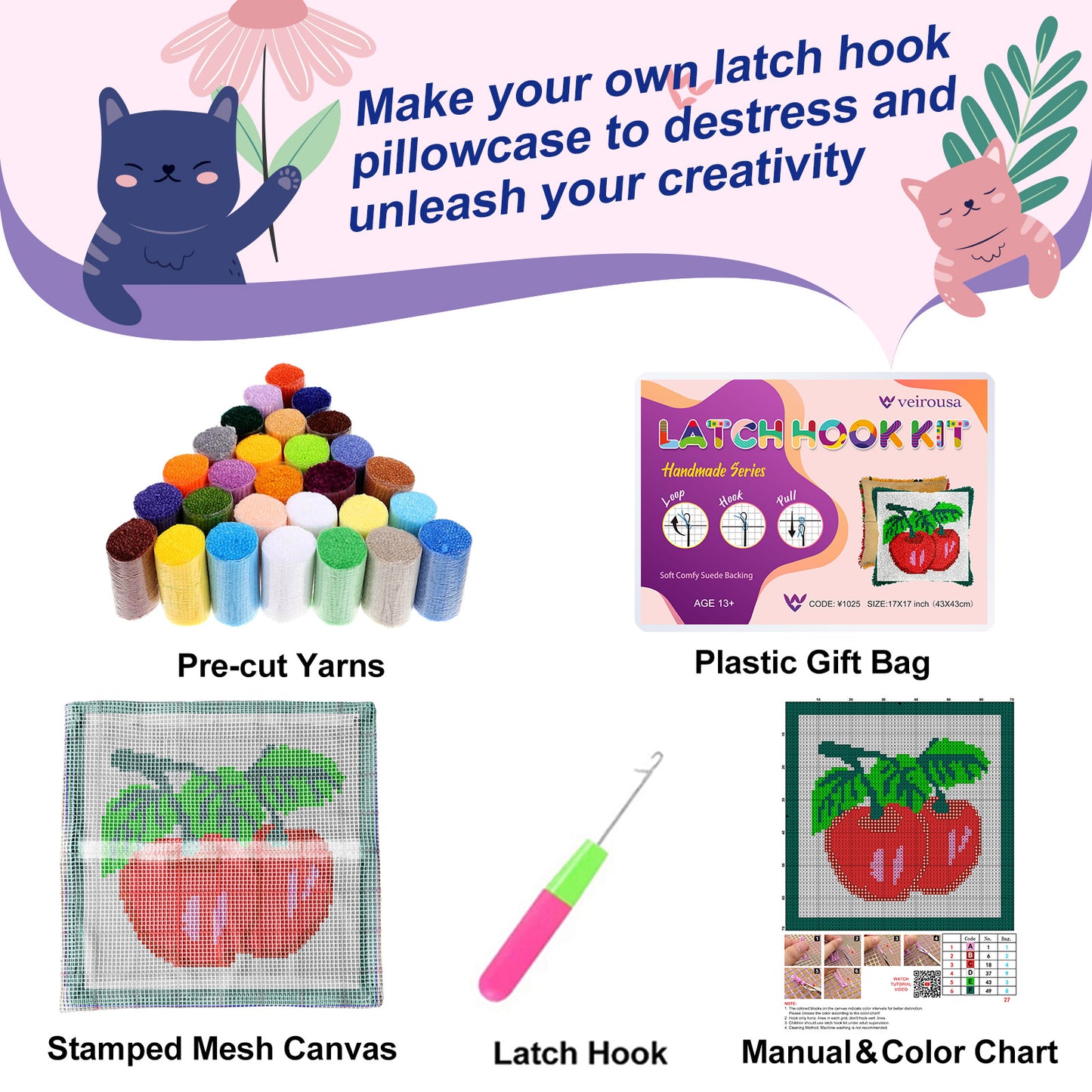 Fruit Design Latch Hook Pillow Kit