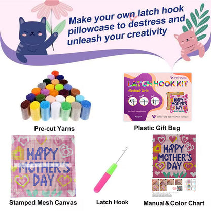 Kit de almohada de ganchillo para el Día de la Madre para adultos, principiantes y niños
