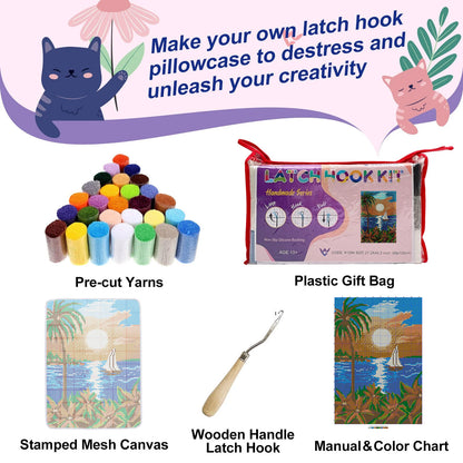 Sunset Latch Hook Rug Kit, Large Size DIY Rug Craft Set