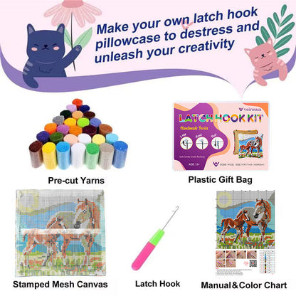 Pony & Mom Latch Hook Pillow Kit