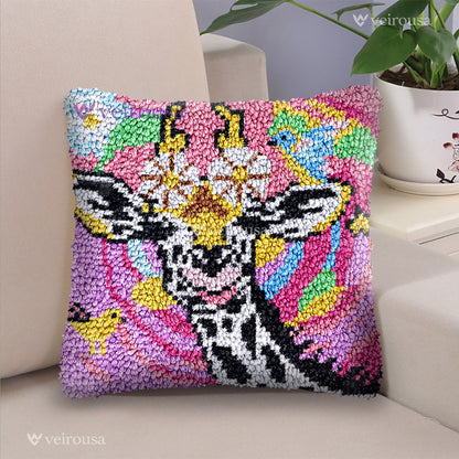 Giraffe's Garden Gala Latch Hook Pillow Kit