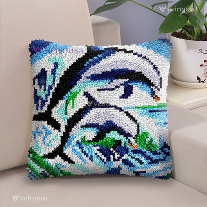 Dolphin Family Latch Hook Pillow Kit
