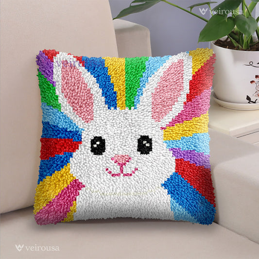 Colorful Rabbit - Latch Hook Pillow Kit
