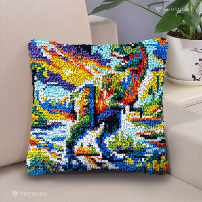 Howling Dinosaur Latch Hook Pillow Kit