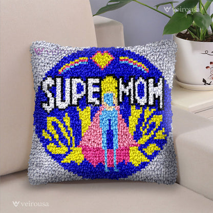 Super Mom Latch Hook Pillow Kit