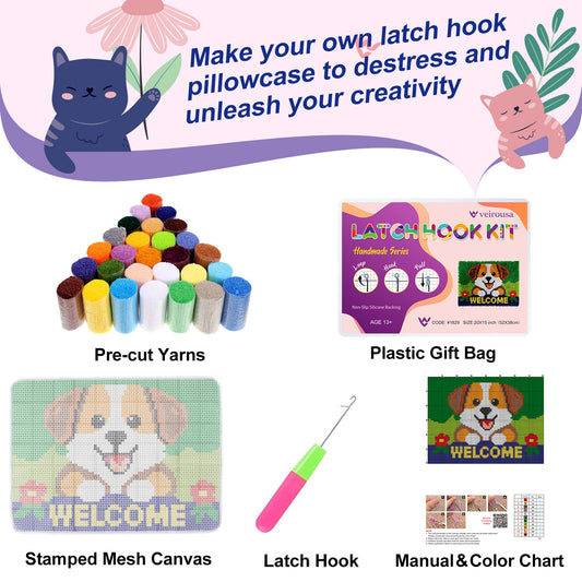 WELCOME Beagle Puppy Latch Hook Rug Kit