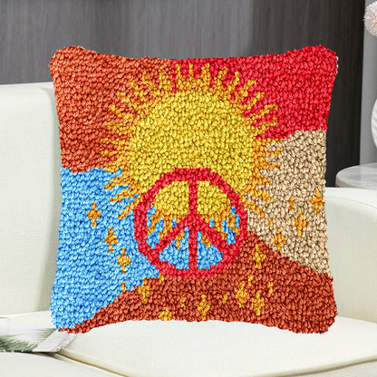 Sun & Peace Symbol Latch Hook Pillow Kit