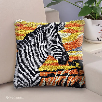 Zebra Latch Hook Pillow Kit