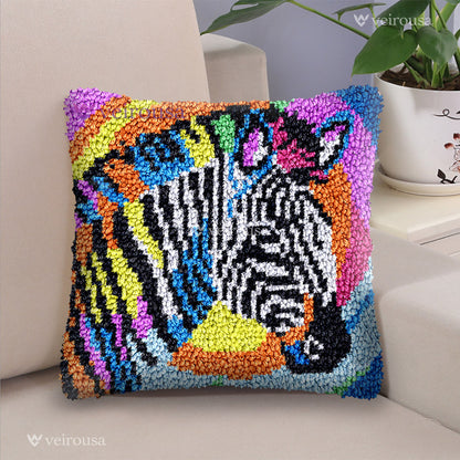 Zebra Latch Hook Pillow Kit
