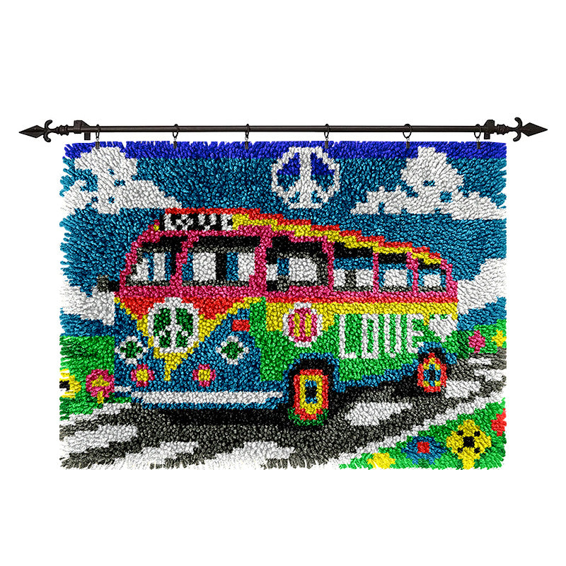Anti-War Love Bus - Latch Hook Rug Kit