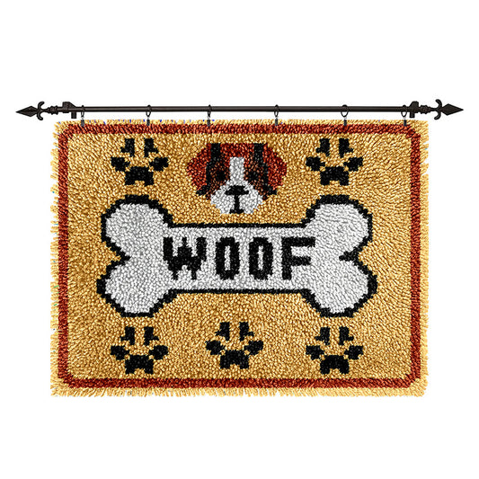 Woof with Dog Bone - Latch Hook Rug Kit