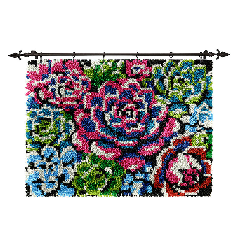 Color Splash Succulents Rug Latch Hook Kits for Beginners