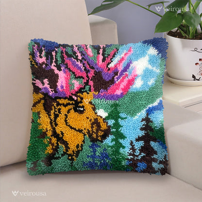 Moonlight Moose Latch Hook Pillow Kit