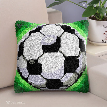 Soccer Ball Latch Hook Pillow Kit