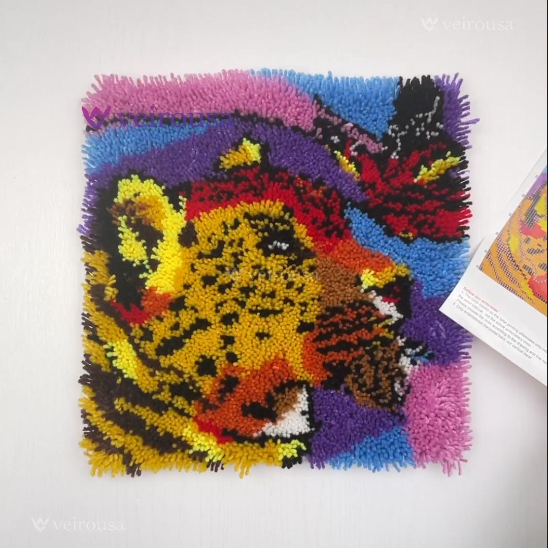 Kit de coussin à crocheter motif léopard et papillon pour adultes, débutants et enfants