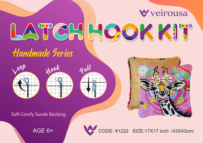 Giraffe's Garden Gala Latch Hook Pillow Kit