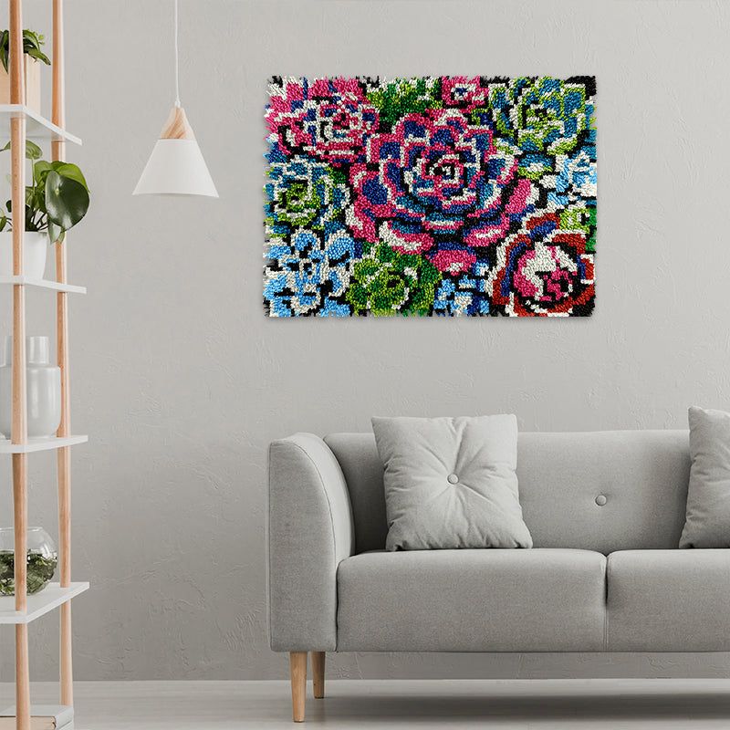 Color Splash Succulents Rug Latch Hook Kits for Beginners