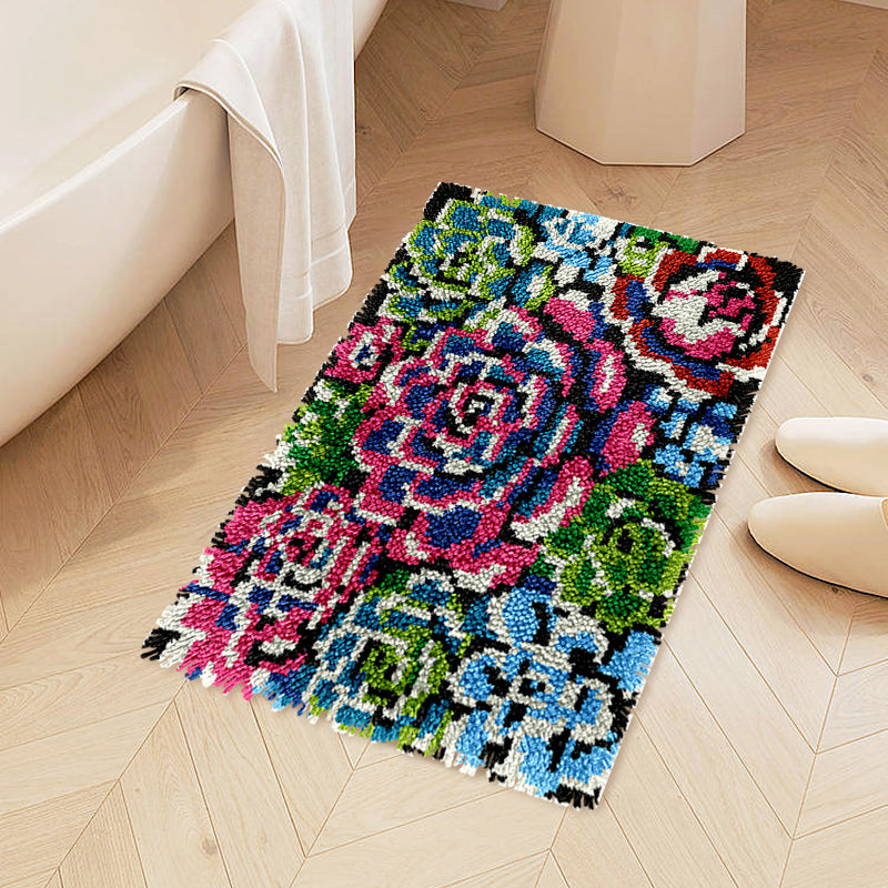 Color Splash Succulents Rug Latch Hook Kits for Beginners