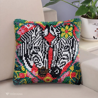 Zebra Latch Hook Pillow Kit