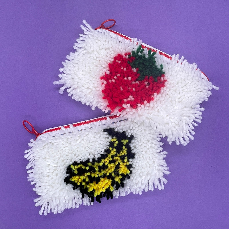 Strawberry, Banana and Heart - Pencil Case Latch Hook Kits