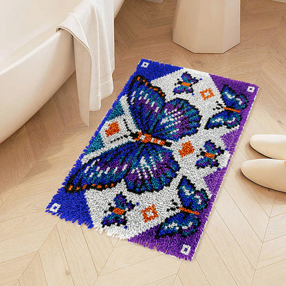 purple butterflyt latch hook rug kit for adults kids and beginners
