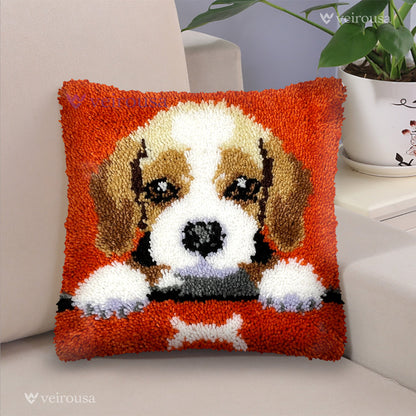 Beagle Puppy Latch Hook Pillow Kit