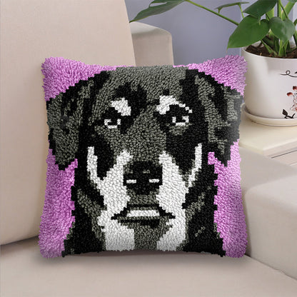Black Labrador Dog Latch Hook Pillow Kit