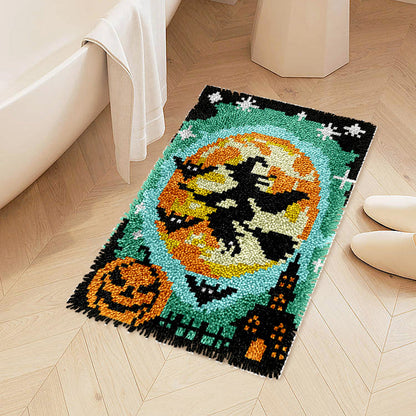 Night Flying Witch Halloween Latch Hook Rug Kit