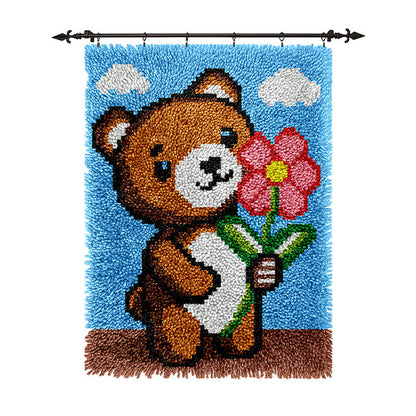 Bear with Flowers Latch Hook Rug Kit