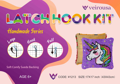 Unicorn Princess Latch Hook Pillow Kit