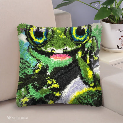 Naughty Frog Latch Hook Pillow Kit