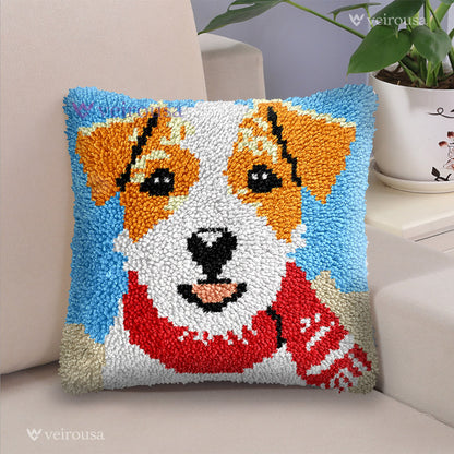 Jack Russell Latch Hook Pillow Kit