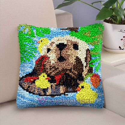 Playful Otter Latch Hook Pillow Kit