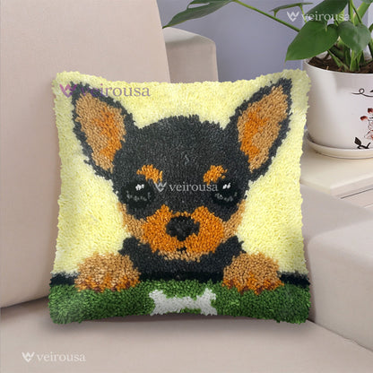 Chihuahua Puppy Latch Hook Pillow Kit