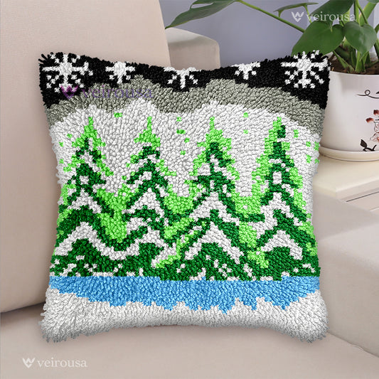 4 Christmas Trees Pillowcase Latch Hook Kit for Adult, Beginner and Kid