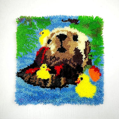 Playful Otter Latch Hook Pillow Kit