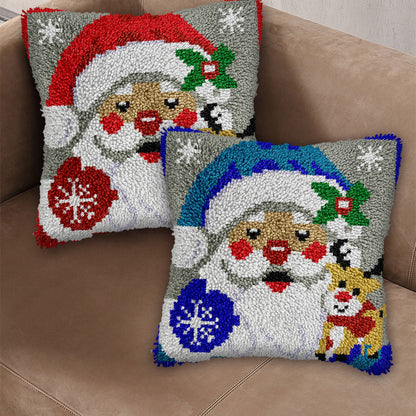 Santa & Reindeer Latch Hook Pillow Kit