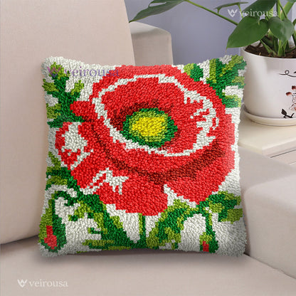 Blooming Poppy Latch Hook Pillow Kit